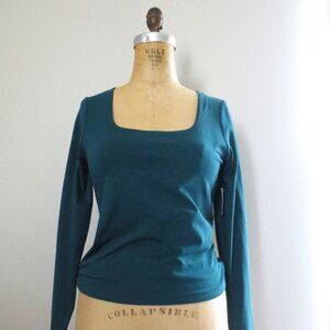 Old Navy Cotton Fitted Double-Layer Scoop Neckline Long Sleeve Top